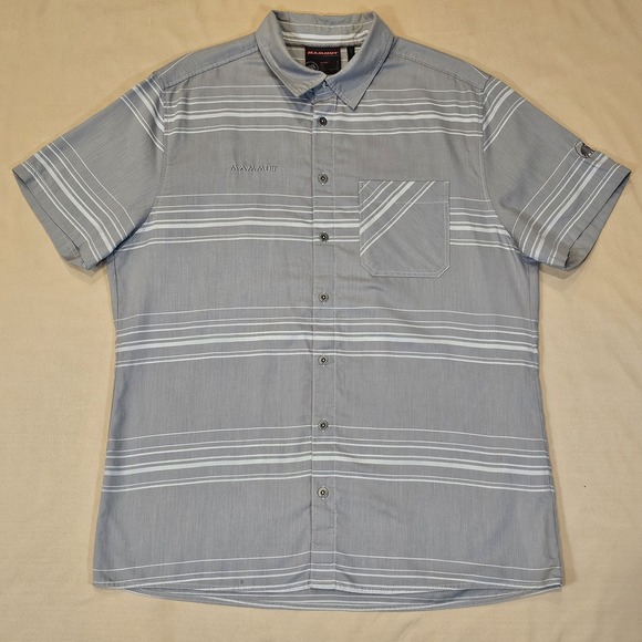 Mammut Other - Mammut #1030 - 0230 Mens SS Button Front Gray Striped Lightweight Size‎ L